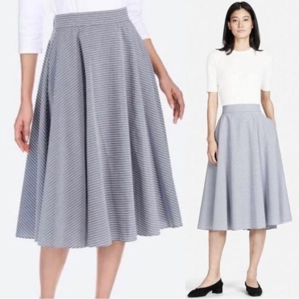 Uniqlo Grey/White Striped Skirt Size XS